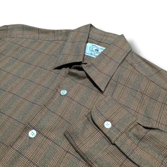 Brooks Brothers Shirt Mens Size S Button Up Light Brown Flannel Plaid - Picture 1 of 8